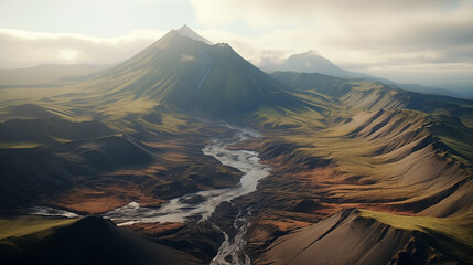 Beautiful mountains landscapes in cordillera huayhuash, Peru, south America. generative ai