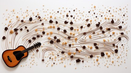 seed art inspired by the world of music and instruments, where seeds are arranged to depict musical...