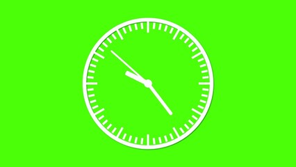 White color clock icon on a green background.