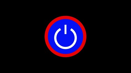 Power button icon on a black background.