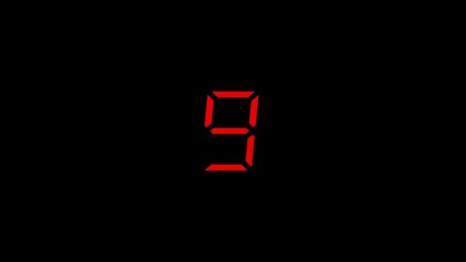 10 seconds countdown timer on a black background. - obrazy, fototapety, plakaty