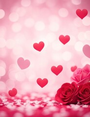 Valentine's day background with roses and hearts, Valentine’s background, Valentine’s wallpaper