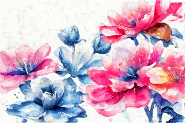 Elegant and beautiful oil painting flower illustration