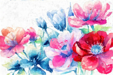 Elegant and beautiful oil painting flower illustration