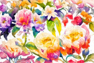 Elegant and beautiful oil painting flower illustration