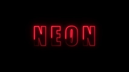 Red neon sign with the word NEON against a dark background.