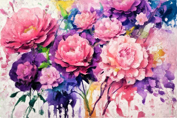 Elegant and beautiful oil painting flower illustration