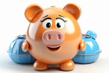 Fototapeta premium a piggy bank with two blue containers