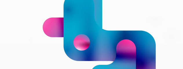Obraz premium Gradient Geometry. Minimalist Fusion of Lines and Circles, Crafting Serene, Captivating Abstract Background
