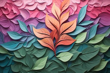 a colorful leaves on a wall