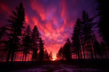 Fototapeta na wymiar a sunset over a forest