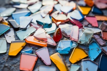 a group of broken pieces of glass