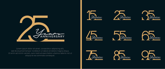 set of anniversary logo brown color on black background for celebration moment