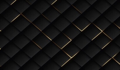 Luxurious abstract background with black squares and gold stripes. Generative AI.