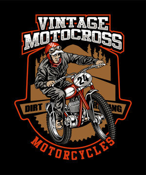 Vintage Motocross Vector Illustration