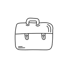 Briefcase doodle icon isolated background. Hand-drawn style. Cartoon doodle business bag for presentations. Vector illustration.
