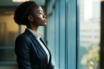 a woman looking out a window