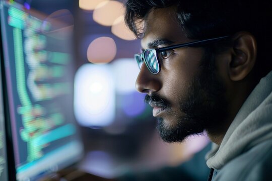 a man looking at a computer screen