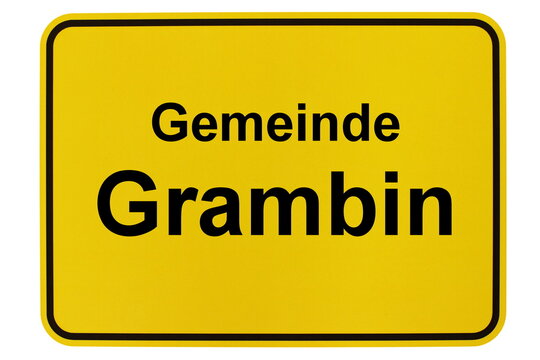 Illustration eines Ortsschildes der Gemeinde Grambin in Mecklenburg-Vorpommern