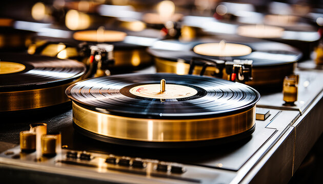 A vintage record player spinning a classic created