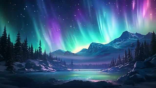 Experience the ethereal beauty of celestial phenomena, as shooting stars and auroras paint the night sky in this magical video.