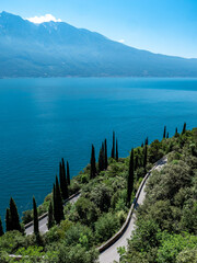View of Lake Garda towards the south and the Gardesana road.