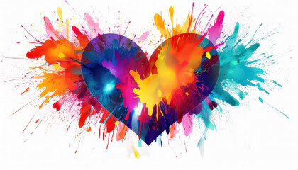 Rainbow heart on white background, LGBQ concept - obrazy, fototapety, plakaty