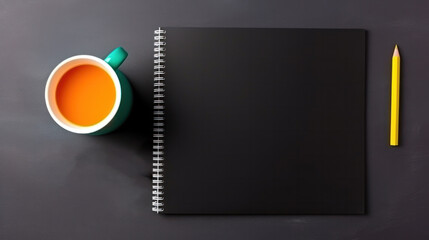 notebook, coffee and pen