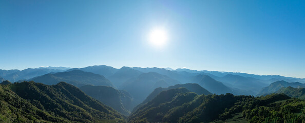 Aerial panoramic view of mountain range Alishan,Taiwan.