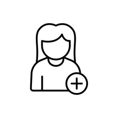 Add friend outline icons, minimalist vector illustration ,simple transparent graphic element .Isolated on white background