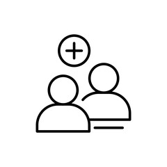 Add friend outline icons, minimalist vector illustration ,simple transparent graphic element .Isolated on white background