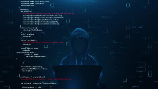Hoody Hacking internet security hacker typing cybersecurity virus computer attack network system online data internet security hacking ai Safety programming. hologram data. scam, fraud or crime
