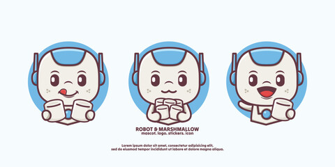 cute design cartoon robot with marshmallow