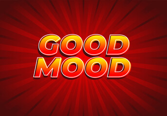 Good mood. Text effect in 3D look with gradient purple yellow color