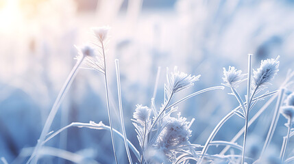 Beautiful background image of hoarfrost in nature close up..,