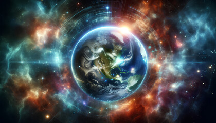 Obraz premium A captivating image of an Earth globe floating in the vastness of space,