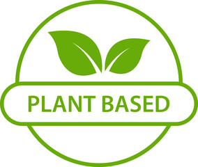 Plant based icon healthy food symbol vegan badge, vegetarian sign