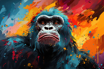 Bright and Colorful A Fauvism Style of a Gorilla, Generative Ai