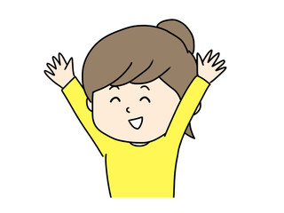 バンザイする女性のイラスト