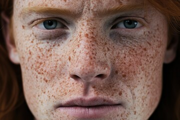 Fototapeta premium Close-up of freckled man looking at camera