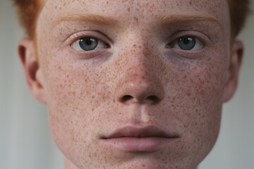 Obraz premium Close-up of freckled man looking at camera