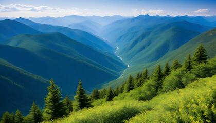 Fototapeta na wymiar Scenic Mountain Views: Highlight the beauty of majestic mountain landscapes.