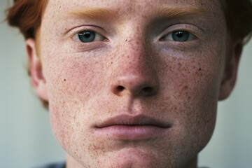 Close-up of freckled  man looking at camera