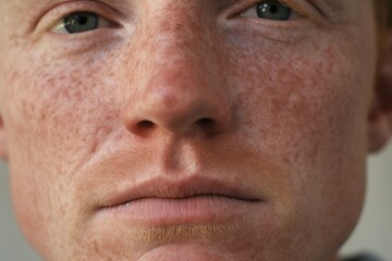 Fototapeta premium Close-up of freckled man looking at camera