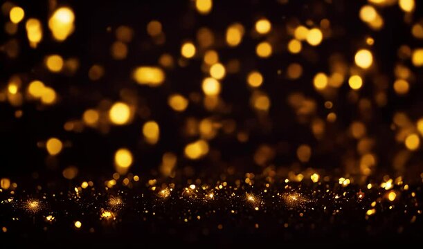Golden glow bokeh effect Christmas Valentine and birthday background. Seamless Looping video