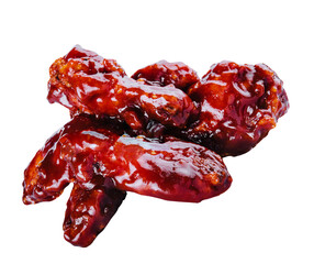 delicious crispy roasted chicken wings on white