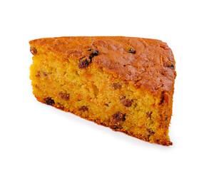 Piece of carrot cake isolated on white