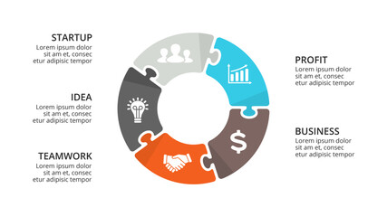 puzzle Infographics Concepts. Infographic design template.  Used for workflow layout, diagram, banner, web design. Vector illustration