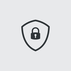 Security shield icon with padlock. safety protection sign. antivirus safety. Stock vector illustration isolated on white background.