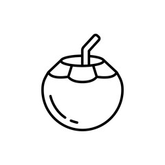 Coconut drink outline icons, drink minimalist vector illustration ,simple transparent graphic element .Isolated on white background